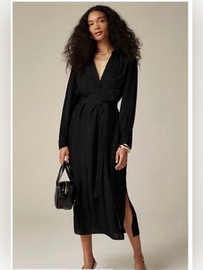 J. Crew Black Bungalow dress in drapey viscose twill - XS